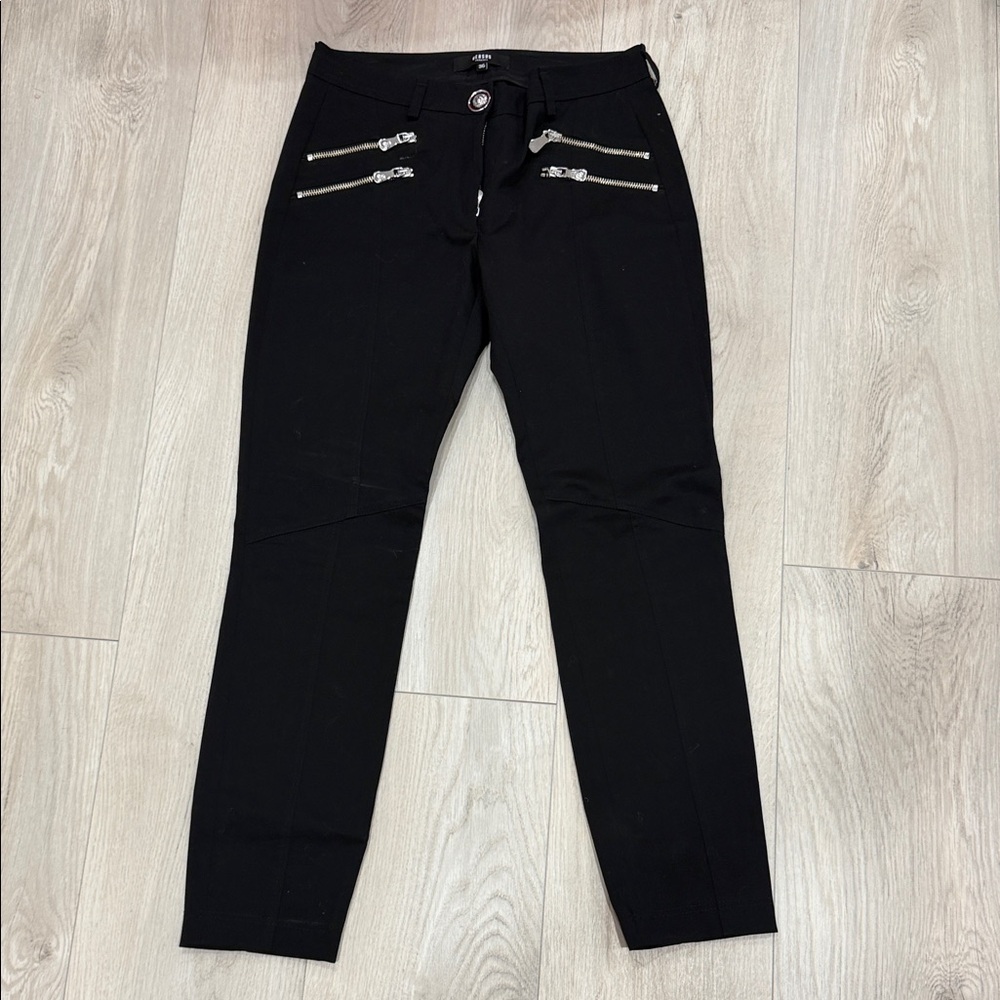 Versus Versace Black Skinny Pants with Silver Zippers